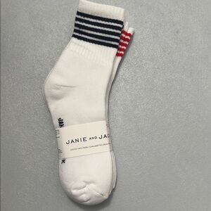 Janie and Jack‎ White Crew Socks with Red & Navy Stripes (2-Pack) – NWT